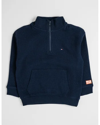 Bluza de trening cu buzunar kangaroo si fenta cu fermoar, Bleumarin