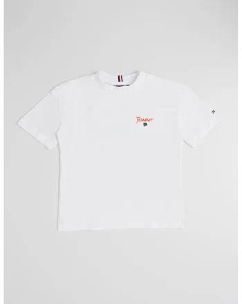 Tricou cu imprimeu logo si grafic pe partea din spate, Alb