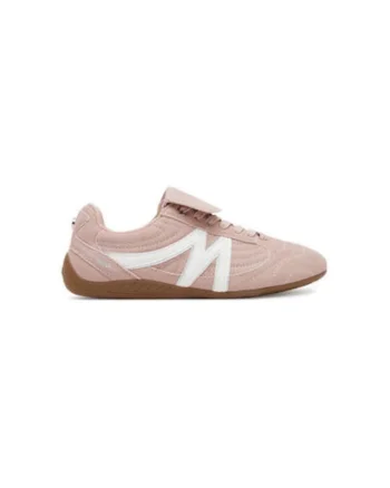 Pantofi sport din piele cu logo, Roz