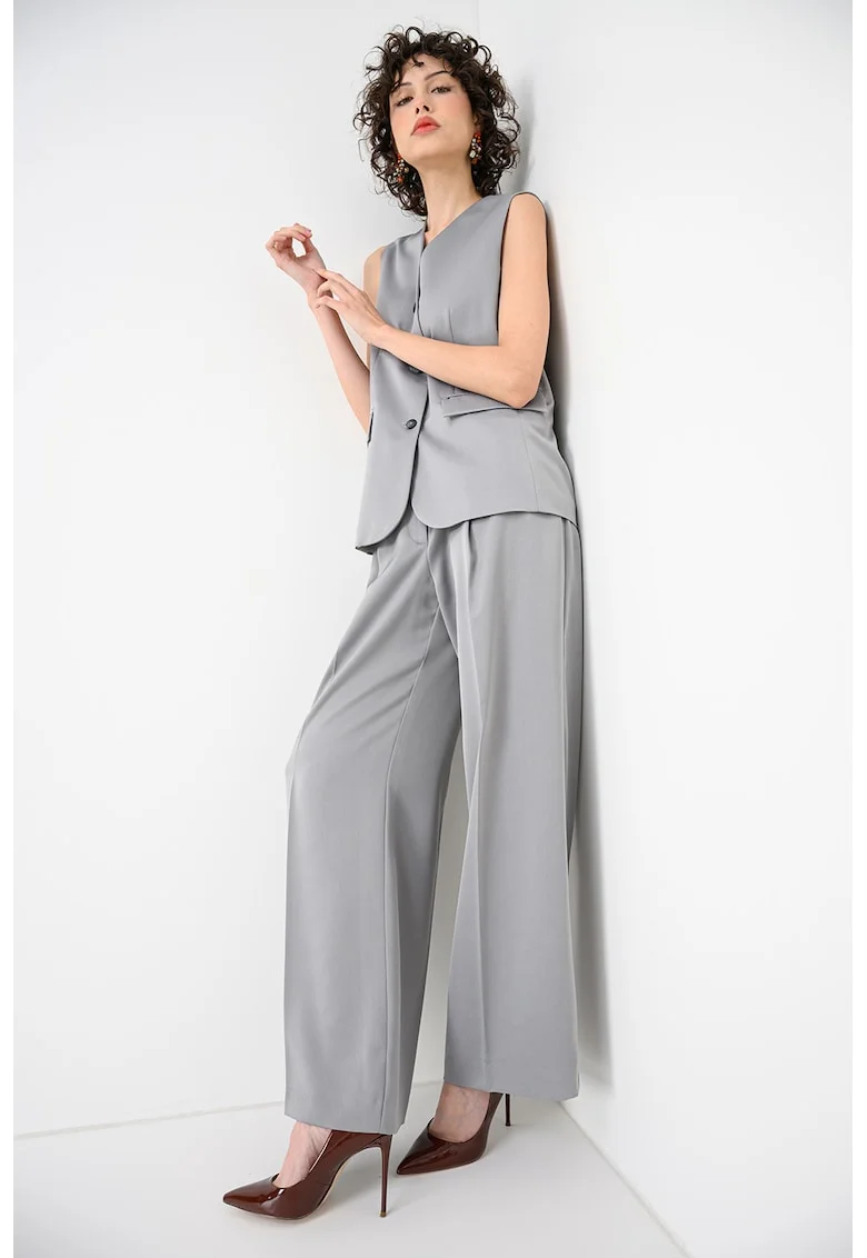 Pantaloni eleganti cu croiala ampla Gela, Verde pal