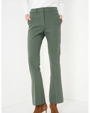 Pantaloni evazati cu talie medie Yser, Verde sparanghel