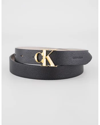 Curea de piele cu logo metalic, Negru