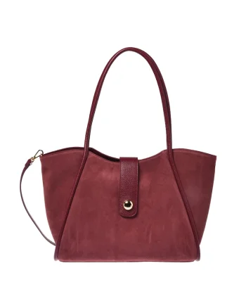 Geanta tote din piele intoarsa cu model uni, Visiniu