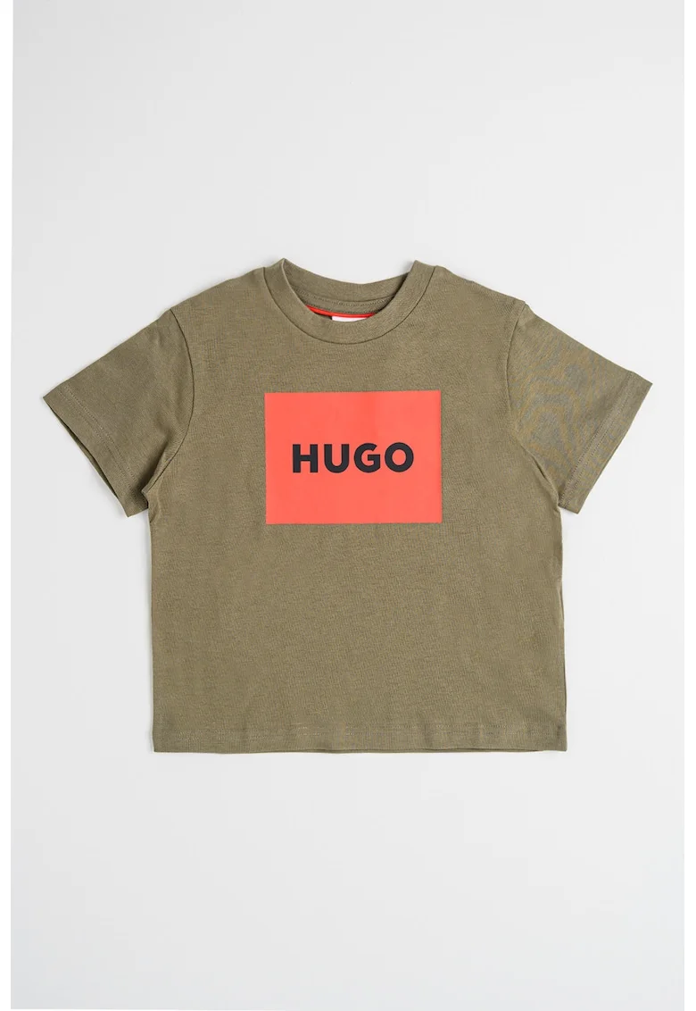 Tricou de bumbac cu imprimeu logo, Verde sparanghel