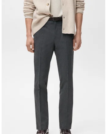 Pantaloni slim-fit cu pliuri, Gri melange