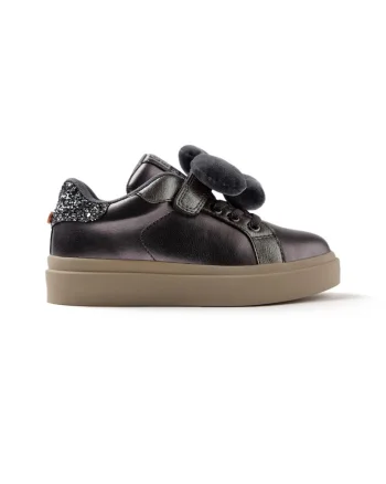 Pantofi sport de piele ecologica cu aplicatie florala Almont, Gri