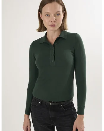 Pulover slim fit cu guler polo, Verde aquamarin