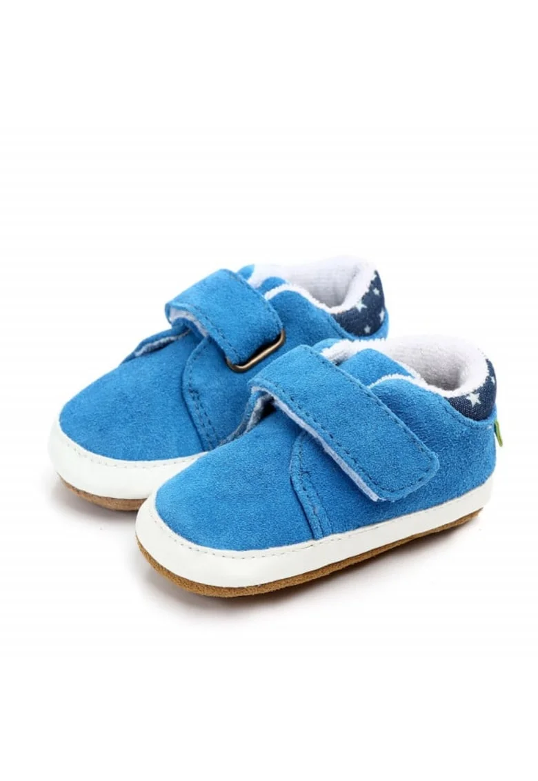 Pantofi SuperBaby, Din Piele Naturala, Elegant, Baieti, Velcro, Albastru, 9-12 luni,