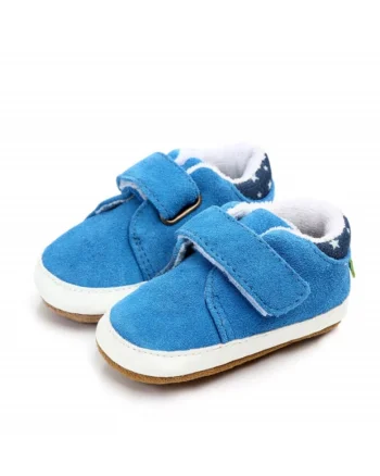 Pantofi SuperBaby, Din Piele Naturala, Elegant, Baieti, Velcro, Albastru, 9-12 luni,