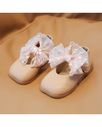 Pantofi  Model Organza, Elegant, Piele ecologica, Fete, Velcro, Roz pudrat