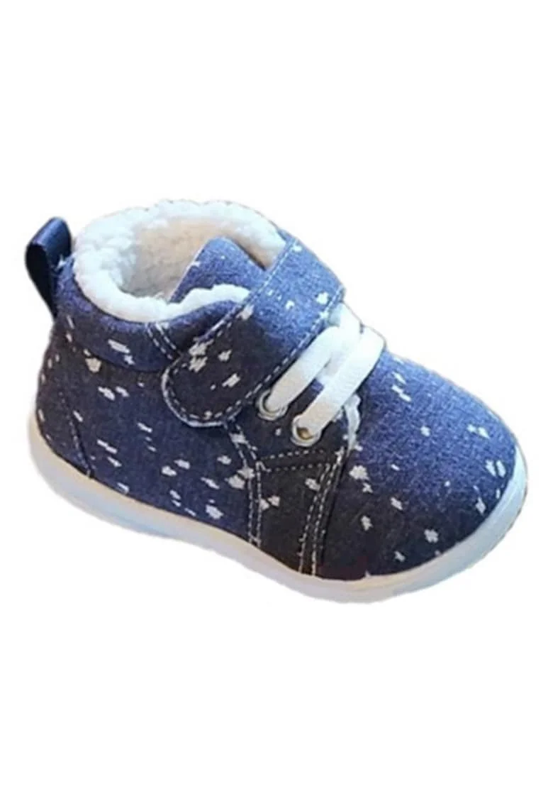 Pantofi  Imblaniti, Model Cu Picatele, Textil, Baieti/ Fete, Velcro, Albastru
