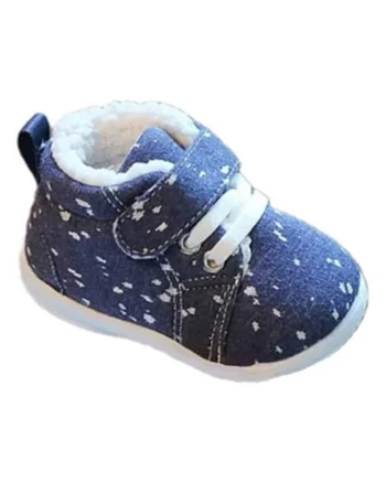 Pantofi  Imblaniti, Model Cu Picatele, Textil, Baieti/ Fete, Velcro, Albastru