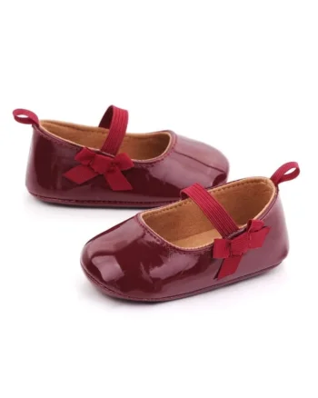 Pantofi  Casual, Piele ecologica Lacuita, Fete, Banda Elastica, Visiniu