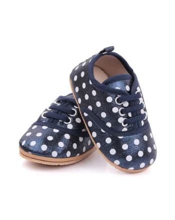 Pantofi  Sidefati, Cu Buline Albe, Casual, Textil, Fete, Siret, Bleumarin
