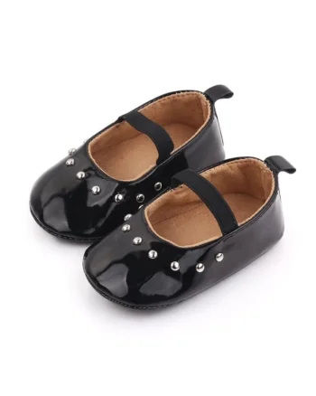 Pantofi  Piele Ecologica Lacuita, Casual, Fete, Banda Elastica, Negru