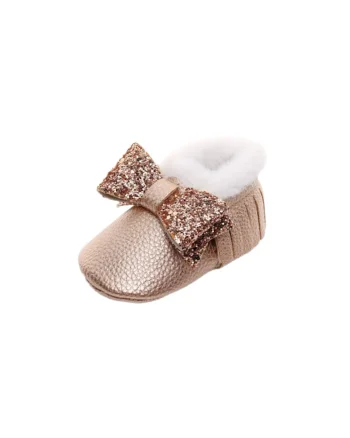 Pantofi  Model Shine, Imblaniti, Piele ecologica, Fete, Auriu