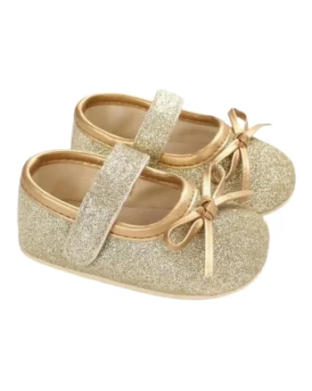 Pantofi  Cu Fundita, Elegant, Piele ecologica, Fete, Auriu,
