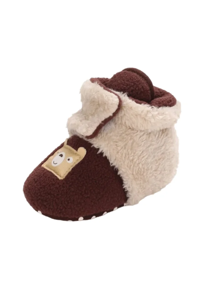 Cizme  Plusate Teddy, Peste glezna, Baieti/ Fete, Visiniu/ Crem