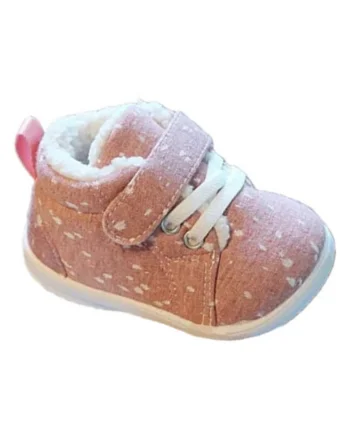 Pantofi  Imblaniti, Model Cu Picatele, Textil, Fete, Velcro, Roz