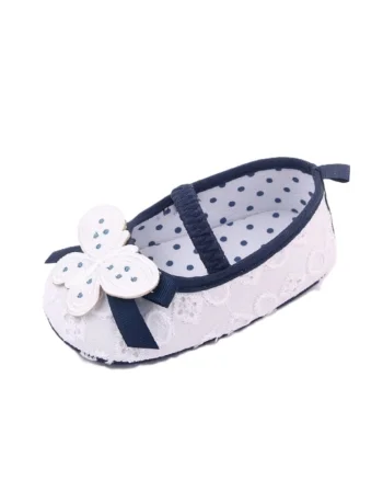 Pantofi  Model Butterfly, Casual, Textil, Fete, Banda elastica, Alb, Bleumarin