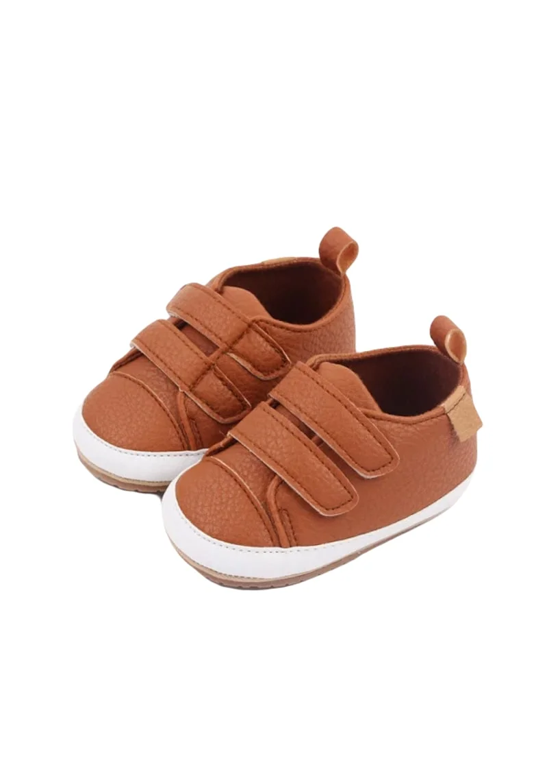 Pantofi  Cu Barete Cu Arici, Elegant, Piele ecologica, Baieti, Velcro, Maro