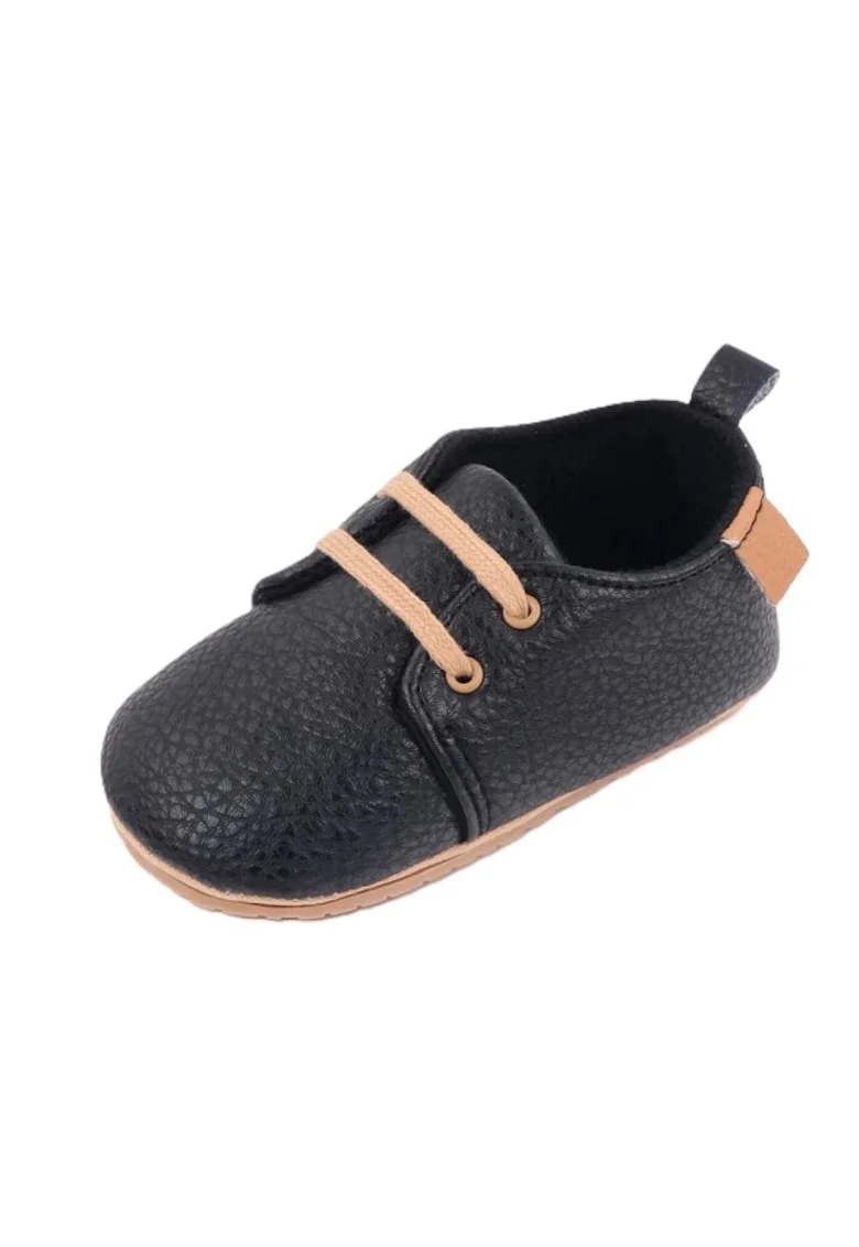 Pantofi  Cu Sireturi, Elegant, Piele ecologica, Baieti, Negru