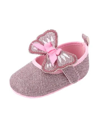Pantofi  Model Fluturas, Elegant, Textil, Fete, Velcro, Roz