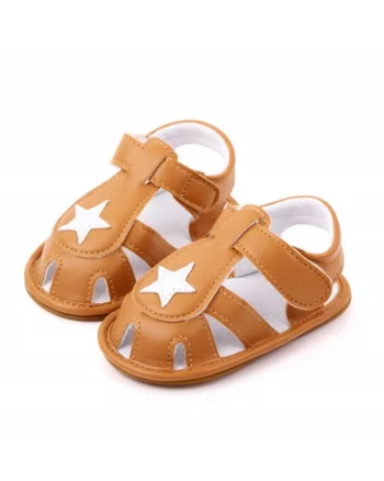 Sandale  Cu Stea Alba, Casual, Piele ecologica, Baieti, Maro Deschis
