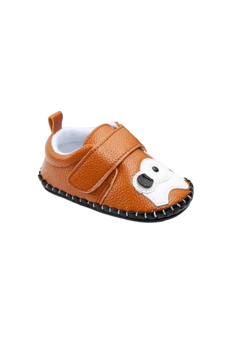 Pantofi  Pentru Baieti, Model Elefantel, Elegant, Piele ecologica, Velcro, Maro