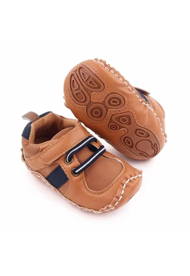 Pantofi sport  Model AL 19617 cu insertie bleumarin, Pentru bebelusi, Textil, Baieti, 3-6 luni, Maro,