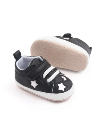 Pantofi sport  Model AL 16845 cu stelute sidefate, Fete, Piele ecologica, Negru, Negru