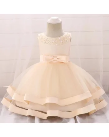Rochie  De Ocazie, Cu Perlute, Uni, Fara maneca, Ivoire, Ivoire