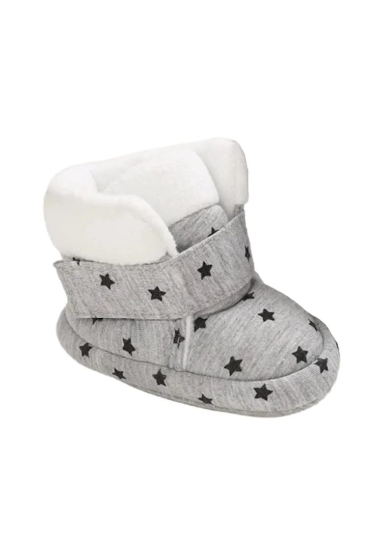 Cizme  Cu Stelute, Peste glezna, Velcro, Negru/Gri