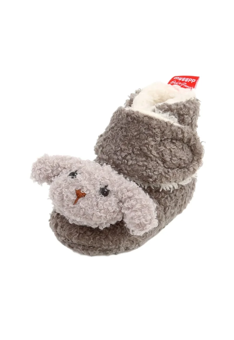 Cizme  Imblanite, Model Oita, Peste glezna, Fete, Velcro, Crem, Gri