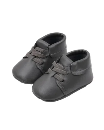 Pantofi  Model Stan, Elegant, Piele ecologica, Baieti, Siret, Gri