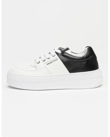 Pantofi sport de piele cu doua nuante, Alb/Negru