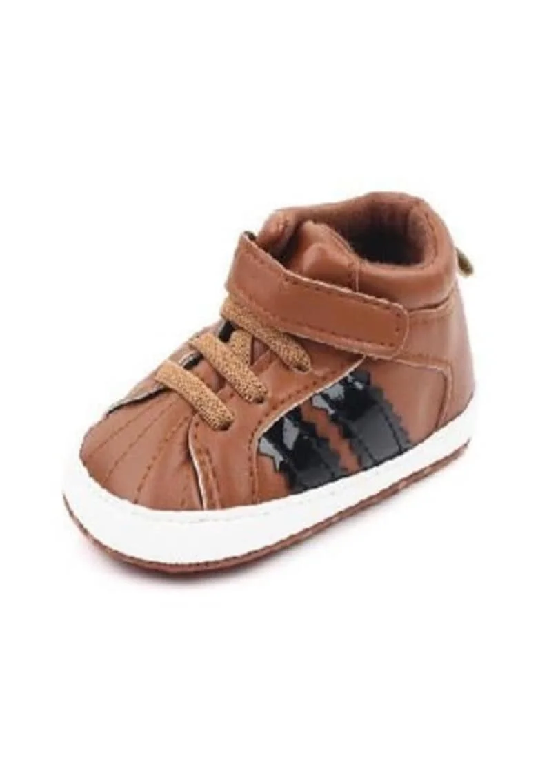Ghetute sport  Model AL 19266 cu dungi, Pentru bebelusi, Piele ecologica, Baieti, Maro, Maro