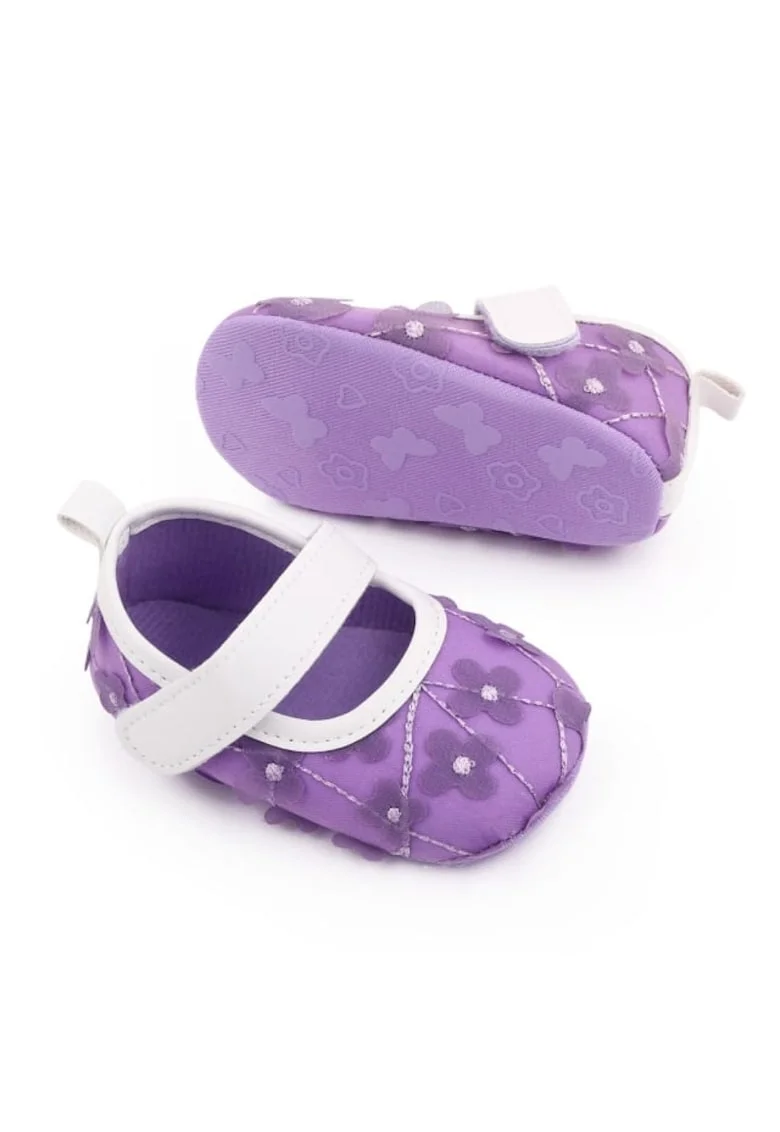 Pantofi  Model AL 14377 cu floricele, Textil, Fete, 48679, Mov