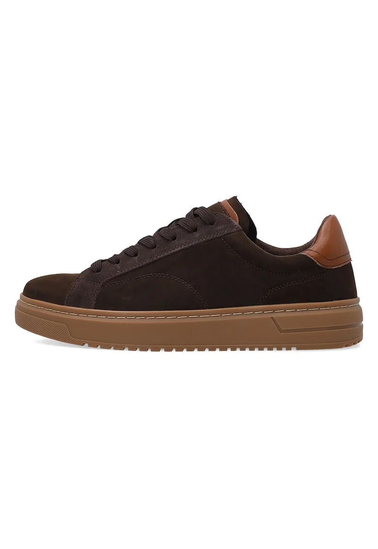 Pantofi sport din piele intoarsa si piele naturala, Maro