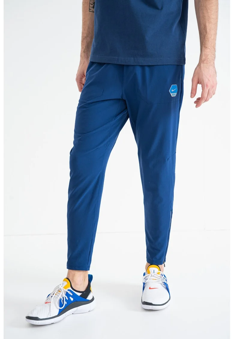 Pantaloni conici de trening cu logo, Albastru inchis