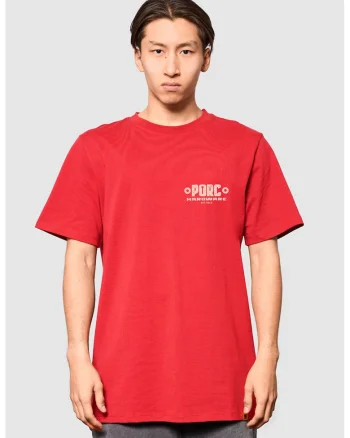 Tricou lejer cu imprimeu logo si model unisex Hardware, Rosu