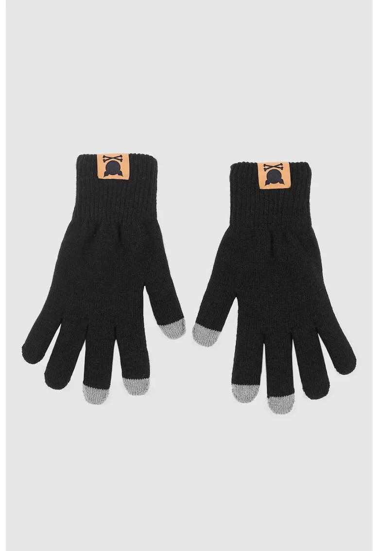 Manusi tricotate cu model unisex Crooked, Negru