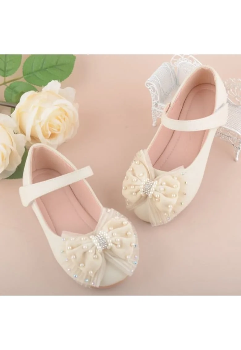 Pantofi  Model AL 15404 cu fundita, Piele ecologica, Cu bareta velcro, Ivoire,