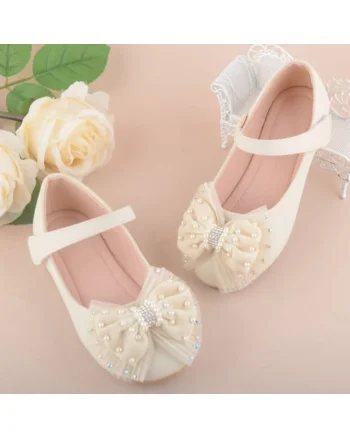 Pantofi  Model AL 15404 cu fundita, Piele ecologica, Cu bareta velcro, Ivoire,
