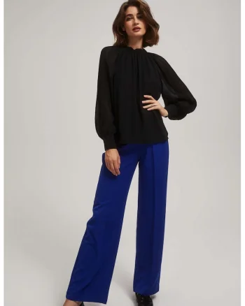 Camasa neagra cu maneci pliate, Negru
