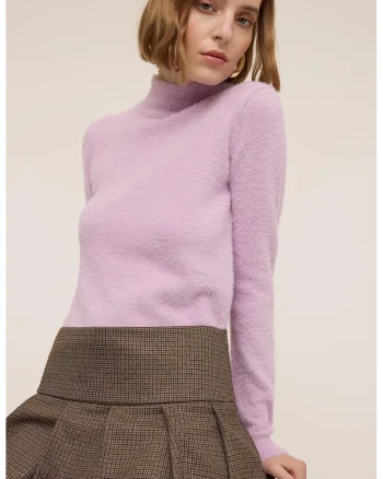 Pulover uni cu guler inalt, Lila