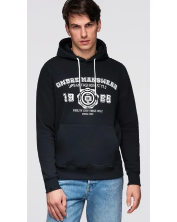 Hanorac si imprimeu college  B1714, Negru