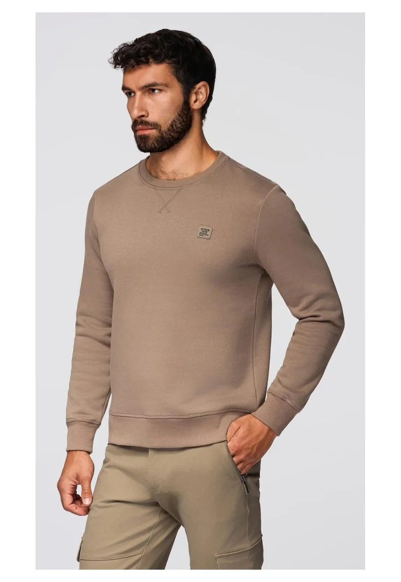 Bluza clasica cu guler rotund  OM-SSNZ-0243, Maro cafeniu