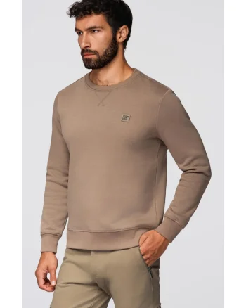 Bluza clasica cu guler rotund  OM-SSNZ-0243, Maro cafeniu
