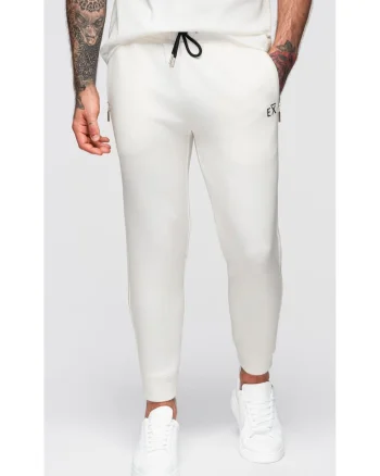 Pantaloni de trening cu picioare elastice  OM-PASK-0223, Alb